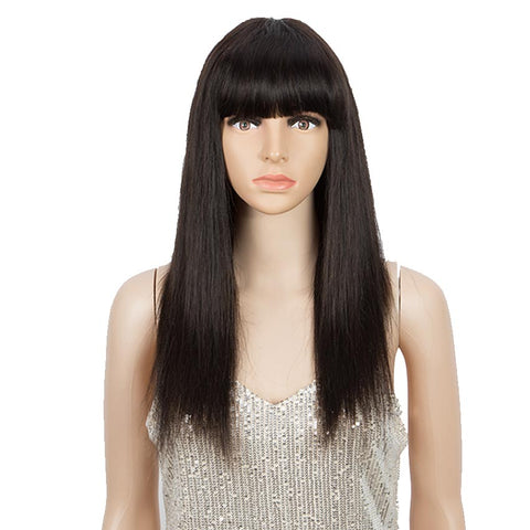 Image of Rebecca Fashion Human Hair Straight Hair Colored Wigs Basic Wigs With Bangs For Women