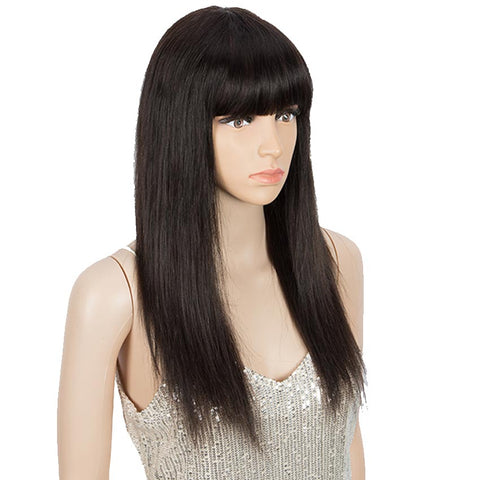 Image of Rebecca Fashion Human Hair Straight Hair Colored Wigs Basic Wigs With Bangs For Women