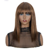 Rebecca Fashion Wig With Bangs Human Hair Brown Color Wigs Straight Hair Basic Cap Wig