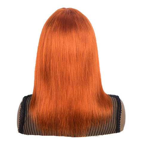 Image of Rebecca Fashion Orange Wigs Straight Human Hair Wigs With Bangs For Women Ginger Color