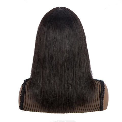 Rebecca Fashion Natural Color Wig Long Straight Hair Wigs With Bangs Human Hair