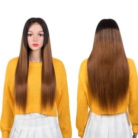 Rebecca Fashion 100% Hight-quality Virgin Human Hair Wigs 4x4 Lace Closure Wigs Straight Human Hair 150% Density Ombre Brown Color