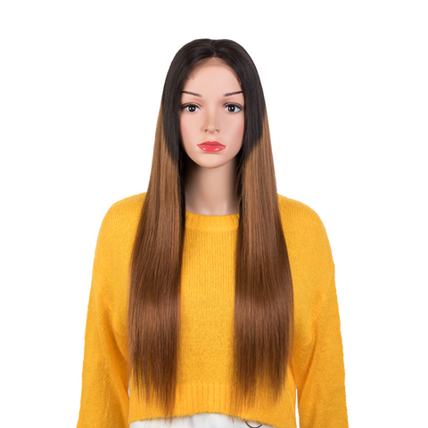 Image of Rebecca Fashion 100% Hight-quality Virgin Human Hair Wigs 4x4 Lace Closure Wigs Straight Human Hair 150% Density Ombre Brown Color