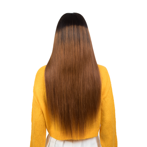 Image of Rebecca Fashion 100% Hight-quality Virgin Human Hair Wigs 4x4 Lace Closure Wigs Straight Human Hair 150% Density Ombre Brown Color