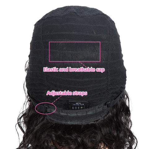 Image of Rebecca Fashion Short Human Hair Bob Wigs with Bangs Curly Wavy Wig for Black Women Natural Black Color Wigs with Curly Bangs