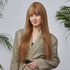 Rebacca Fashion Ombre Brown Blonde Color Straight Human Hair Wigs With Bangs For Women 150% Density