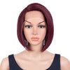 Rebecca Fashion Human Hair Bob Wigs Side Lace Part Straight Bob Wigs for Women Burgundy Red Color