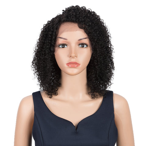 Image of Rebecca Fashion Human Hair Lace Front Wigs 5 inch Side Lace Part Wigs 12 inch Curly Wavy Wig for Black Women Natural Color