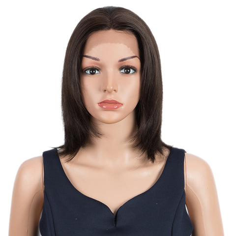 Rebecca Fashion Remy Human Hair Wigs 13x2 Lace Frontal Wigs Straight Hair Bob Wig 150% Density Natural Color
