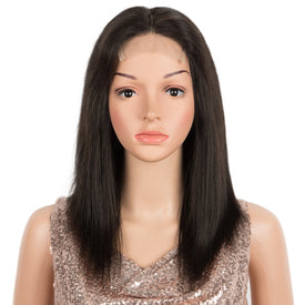 Rebecca Fashion Straight 4*4 Lace Frontal Wigs Human Hair Lace Front Wig Pre-plucked Hairline with Baby Hair Wigs Natural Color
