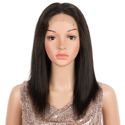 Image of Rebecca Fashion Straight 4*4 Lace Frontal Wigs Human Hair Lace Front Wig Pre-plucked Hairline with Baby Hair Wigs Natural Color