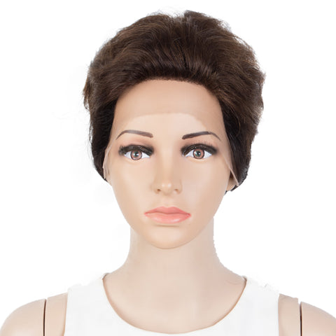 Image of Rebecca Fashion Human Hair Pixie Cut Wigs  Pixie Bob Wig with Hand-tied Hairline Brown Color