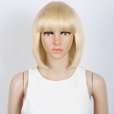 Image of Rebecca Fashion Straight Bob Wigs With Bangs Human Hair