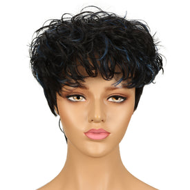 Rebecca Fashion Human Hair Wigs For Women 9 Inch Short Curly Pixie Cut Wigs Colorful Wig