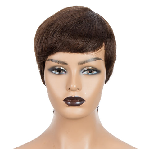Image of Rebecca Fashion Human Hair Wigs For Women 9 Inch Short Curly Pixie Cut Wigs Natural Color