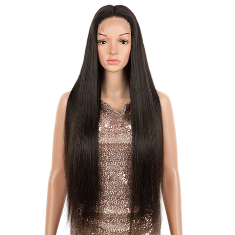 Image of Rebecca Fashion Straight 4*4 Lace Frontal Wigs Human Hair Lace Front Wig Pre-plucked Hairline with Baby Hair Wigs Natural Color