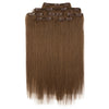 Rebecca Fashion Remy Clip In Human Hair Extensions Straight Clip on Human Hair Wood Brown Color 7 Pcs