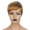 Rebecca Fashion Human Hair Wigs For Women 9 Inch Short Curly Pixie Cut Wigs Brown Color