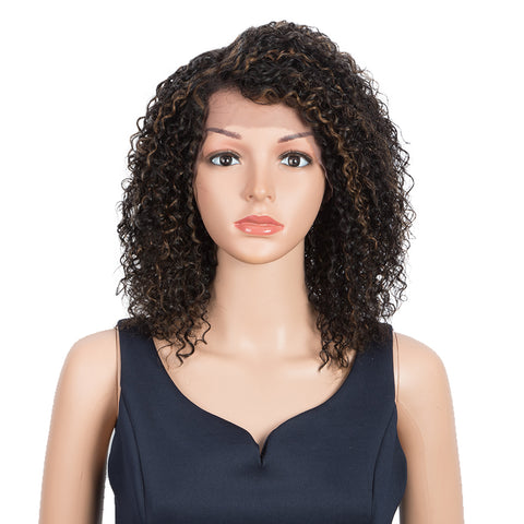 Image of Rebecca Fashion Human Hair Lace Front Wigs 5 inch Side Lace Part Wigs 12 inch Curly Wavy Wig for Black Women Natural Color