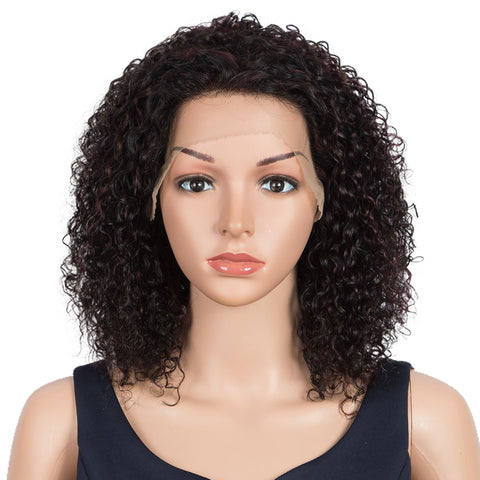 Image of Rebecca Fashion Remy Human Hair Wigs 13x2 Lace Frontal Wigs Curly Hair Wig 150% Density Natural Brown Color