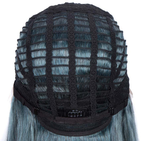 Rebecca Fashion Straight Bob Wigs 12 Inch Part Lace Human Hair Blue Wigs