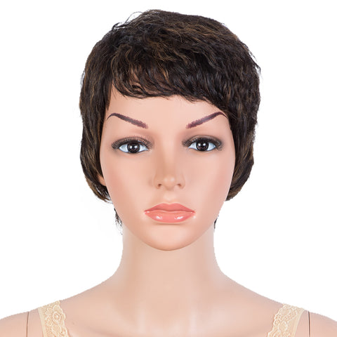 Image of Rebecca Fashion Human Hair Wigs Pixie Cut Wigs 9 Inch Short Curly Wig Black Color