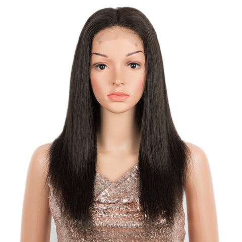 Image of Rebecca Fashion Straight 4*4 Lace Frontal Wigs Human Hair Lace Front Wig Pre-plucked Hairline with Baby Hair Wigs Natural Color