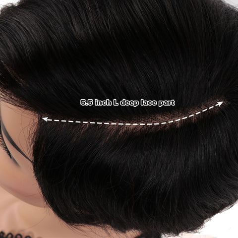 Image of Rebecca Fashion Human Hair Lace Front Wigs 5.5 inch Side LacePart Wigs Pixie Cut Bob Wig for Black Women Natural Color