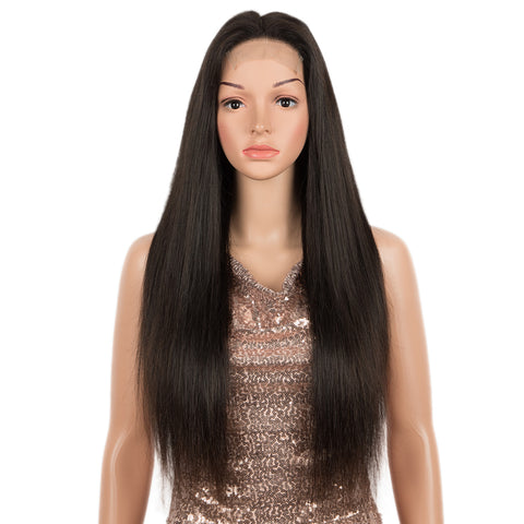 Image of Rebecca Fashion Straight 4*4 Lace Frontal Wigs Human Hair Lace Front Wig Pre-plucked Hairline with Baby Hair Wigs Natural Color