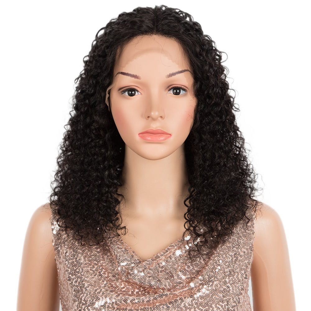 Long Afro Curly T Lace Front Wigs 100% Remy Human Hair Wig Curly
