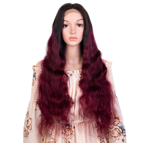 Image of Rebecca Fashion 100% Hight-quality Virgin Human Hair Wigs 4x4 Lace Closure Wigs Body Wave Hair Wig 150% Density Wine Red Color