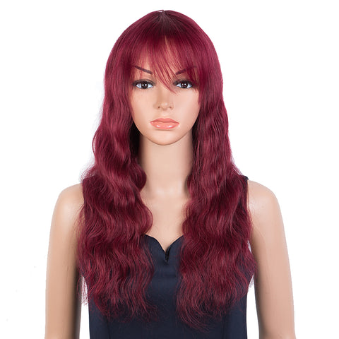 Image of Rebecca Fashion Hightlight Red Body Wave Human Hair Wigs with Bangs 100% High-quality Human Hair Wig with Bangs for Black Women 130% Density