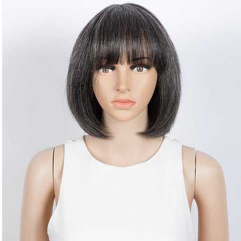 Image of Rebecca Fashion Straight Bob Wigs With Bangs Human Hair