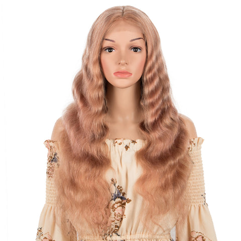 Image of Rebecca Fashion Human Hair Lace Calp Wigs Wigs with Natural Lace Hairline Body Wave Wig with Baby Hair Pink Blonde Color