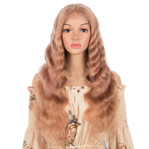 Rebecca Fashion Human Hair Lace Calp Wigs Wigs with Natural Lace Hairline Body Wave Wig with Baby Hair Pink Blonde Color