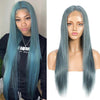 Rebecca Fashion Highlight Blue 100% Human Hair Wigs Straight 4x4 HD Lace Simulated Scalp Wigs 150% Density