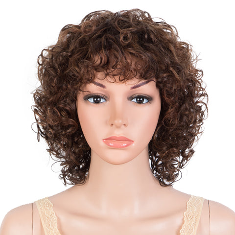 Image of Rebecca Fashion Short Bouncy Curly  Wigs For Women Cute Human Hair Bob Wigs 4 Colors