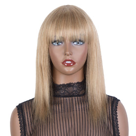 Rebecca Fashion Human Hair Wigs With Bangs For Women Non-lace Wig Golden Bonde Color
