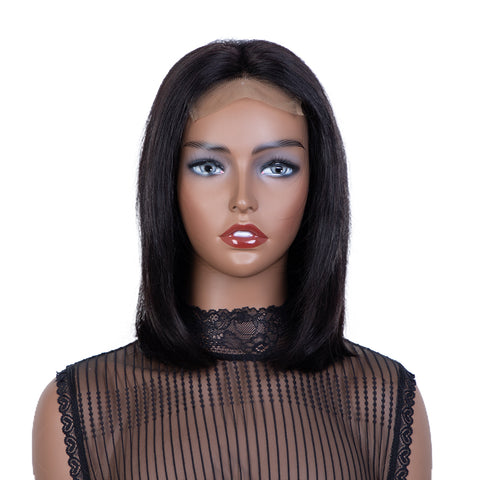 Image of Rebecca Fashion Remy Human Hair Wigs 4x4 Lace Frontal Wigs Straight Hair Bob Wig 150% Density Natural Color