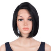 Rebecca Fashion Human Hair Bob Wigs Side Lace Part Straight Bob Wigs for Women Black Color