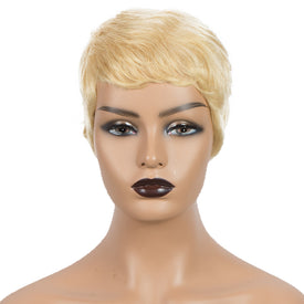 Rebecca Fashion Human Hair Wigs For Women 9 Inch Short Curly Pixie Cut Wigs Blonde Color