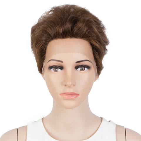 Image of Rebecca Fashion Human Hair Pixie Cut Wigs  Pixie Bob Wig with Hand-tied Hairline Brown Color