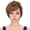 Rebecca Fashion Human Hair Wigs For Women Pixie Cut Wigs 9 Inch Curly Wig Brown Color
