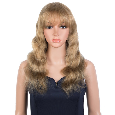 Rebecca Fashion Hightlight Blonde Body Wave Human Hair Wigs with Bangs 100% High-quality Human Hair Wig with Bangs for Black Women 130% Density