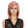 Rebecca Fashion Human Hair Wigs with High Side Bangs 4.5 inch Lace Side Part Wig for Women Pink Wigs