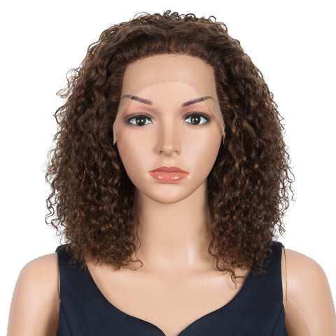 Image of Rebecca Fashion Remy Human Hair Wigs 13x2 Lace Frontal Wigs Curly Hair Wig 150% Density Brown Color