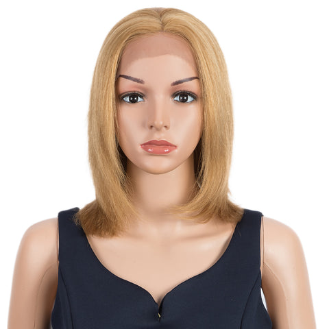 Image of Rebecca Fashion Remy Human Hair Wigs 13x2 Lace Frontal Wigs Straight Hair Bob Wig 150% Density Blonde Color