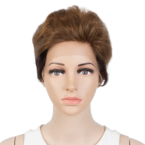 Image of Rebecca Fashion Human Hair Pixie Cut Wigs Pixie Bob Wig with Hand-tied Hairline Ombre Brown Color