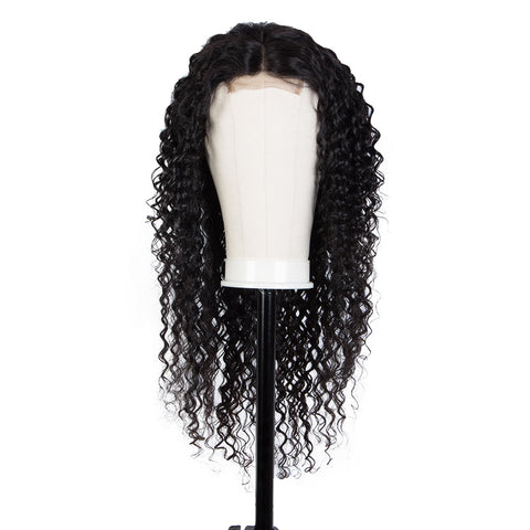 Image of Rebecca Fashion Remy Human Hair Wigs 4x4 Lace Frontal Wigs Deep Wave Hair Wig 150% Density Natural Color