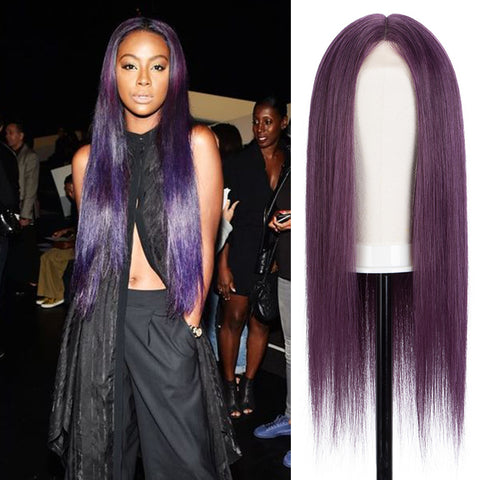 Image of Rebecca Fashion 4"x4" HD Lace Closure Wigs Purple Color 100% Hight-qualight Human Hair Wigs 150% Density